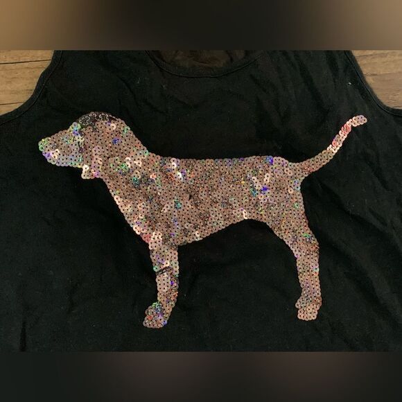 PINK VICTORIA’S SECRET ROSEGOLD BLING DOG MESH TANK / JOGGERS OUTFIT SET XS - Picture 12 of 14